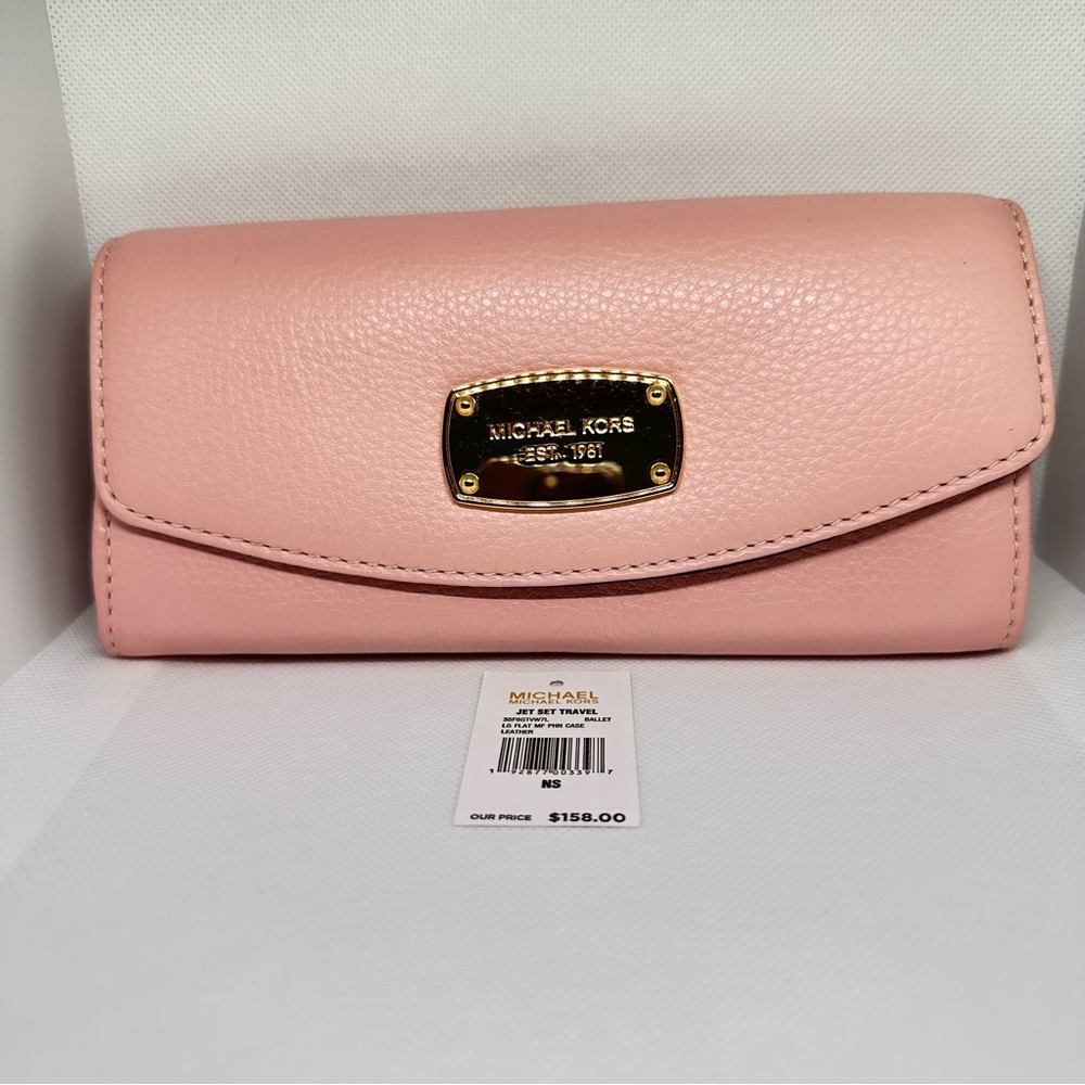 Michael Kors Pebble Leather Wallet - Jet Set Travel - Ballet (Pink)